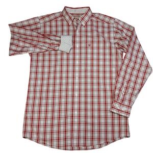 Ariat Mens Chanse Fitted Wrinkle Free Plaid Long Sleeve Shirt Red White 10039767